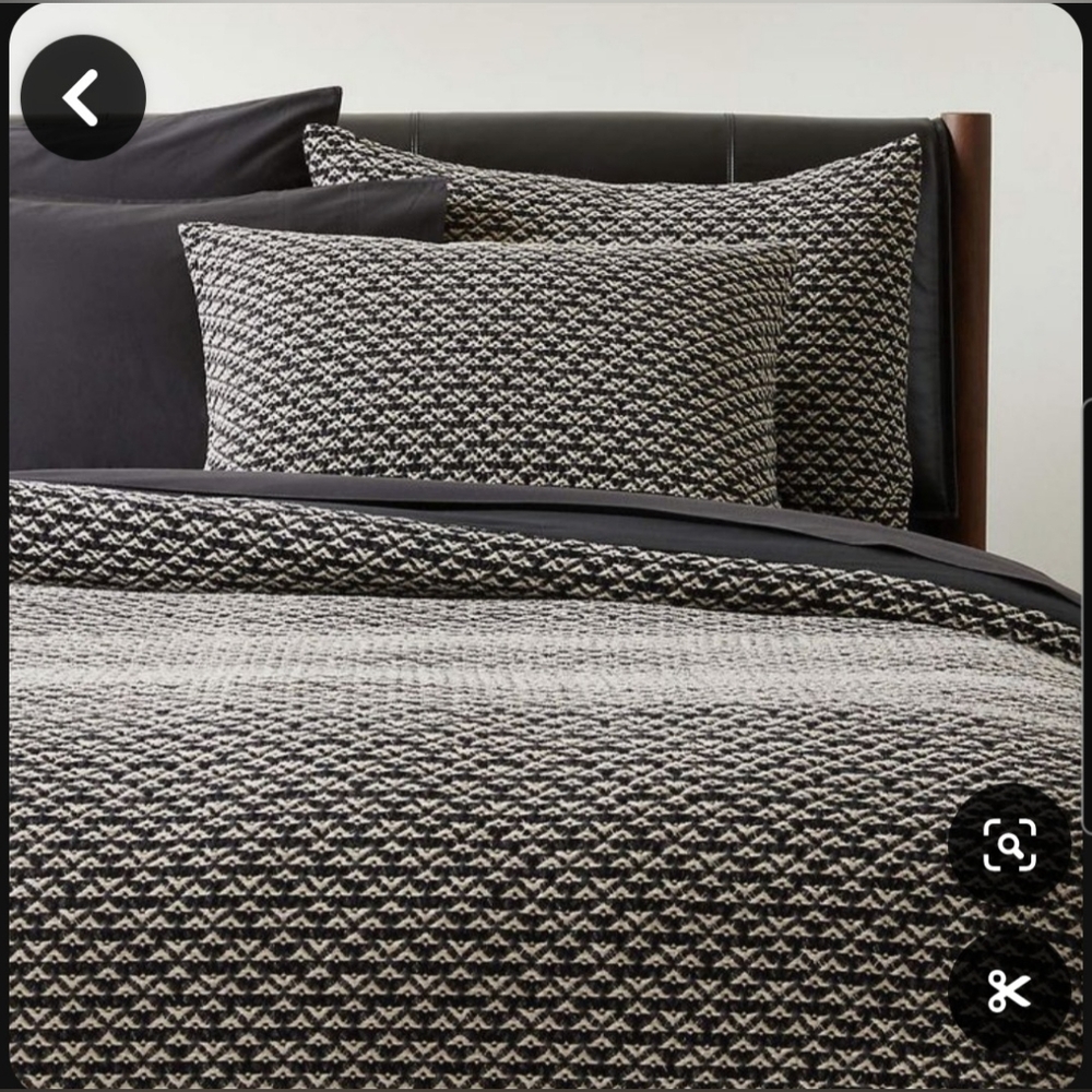 Cb2 Kamet Organic Cotton Black King Duvet Cover with King Pillow Shams Set of 2